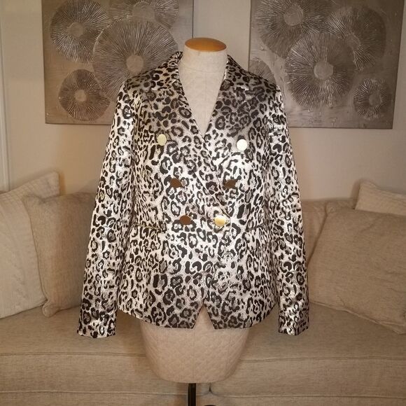 Rachel Parcell Metallic Leopard Blazer sz Large - Picture 4 of 12